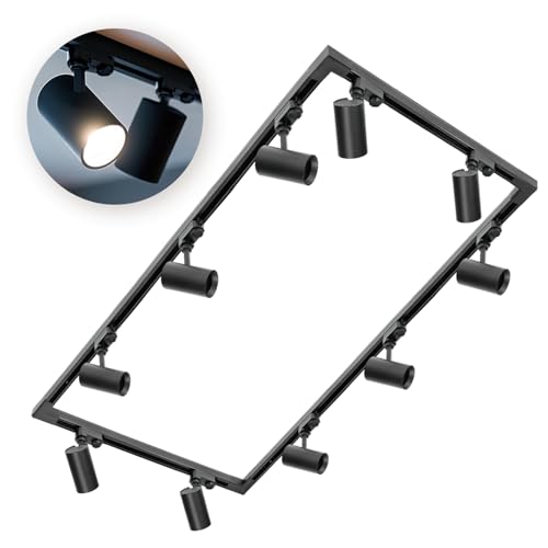 3-Phasen-Schienen-Set NEXTRACK - Schienensystem Komplett-Set 2x2m+2x1m Schiene, 4x L-Verbinder, 10x Lampe Schwarz von ekobi