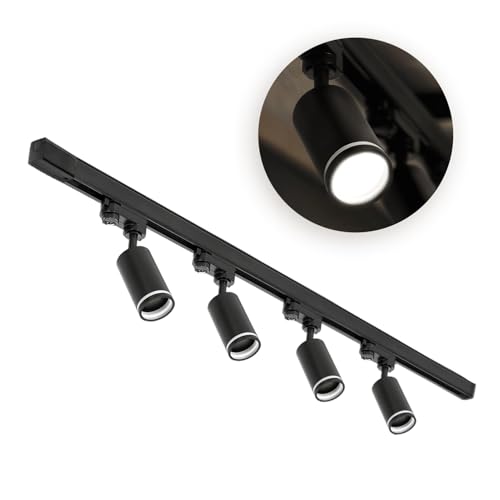 3-Phasen-Schienen-Set NEXTRACK - Schienensystem Komplett-Set 4x GU10 Lampe + 1m Schienensatz Schwarz von ekobi