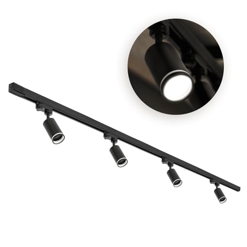 3-Phasen-Schienen-Set NEXTRACK - Schienensystem Komplett-Set 4x GU10 Lampe + 2m Schienensatz Schwarz von ekobi