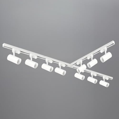 3-Phasen-Schienen-Set NEXTRACK - Schienensystem Komplett-Set mit 10x GU10 Lampe (Weiß, 2x1m+2m Schiene + Verbinder T) von ekobi