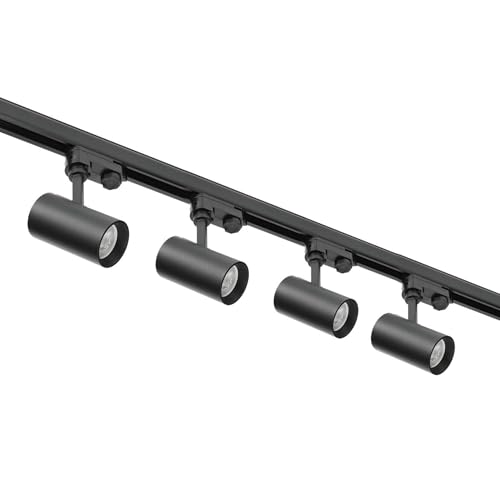 3-Phasen-Schienen-Set NEXTRACK - Schienensystem Komplett-Set mit 4x GU10 Spots und 2m Schiene + Stromversorgung + Kappe (Schwarz, Schiene 2 Meter) von ekobi