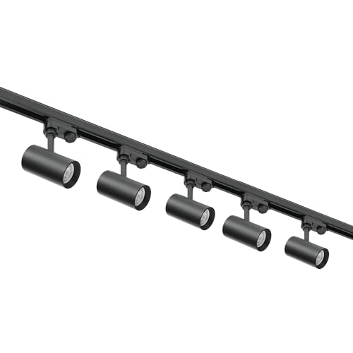 3-Phasen-Schienen-Set NEXTRACK - Schienensystem Komplett-Set mit 5x GU10 Lampe und 2m Schiene, Stromversorgung + Kappe (Schwarz) von ekobi