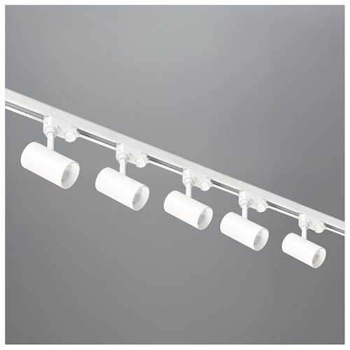 3-Phasen-Schienen-Set NEXTRACK - Schienensystem Komplett-Set mit 5x GU10 Lampe und 2m Schiene, Stromversorgung + Kappe (Weiß) von ekobi