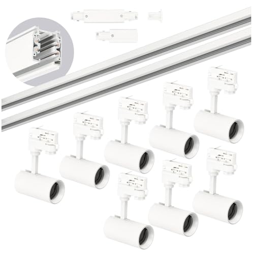 3-Phasen-Schienen-Set NEXTRACK - Schienensystem Komplett-Set mit 8x GU10 Spots (Weiß, 2m+2m Schiene + Verbinder I) von ekobi