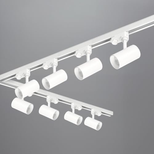 3-Phasen-Schienen-Set NEXTRACK - Schienensystem Komplett-Set mit 8x GU10 Spots und 1m+1m+2m Schiene + Schalter I (Weiß, 2x1m+2m Schiene + Verbinder I+L) von ekobi