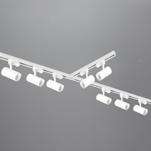 3-Phasen-Schienen-Set NEXTRACK - Schienensystem Komplett-Set mit 8x GU10 Spots und 1m+1m+2m Schiene + Schalter T (Weiß, 2x1m+2m Schiene + Verbinder T) von ekobi