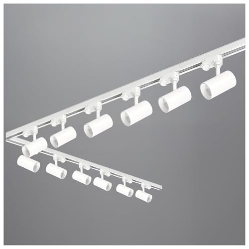 3-Phasen-Schienenset NEXTRACK - Schienensystem Komplett-Set mit 12x GU10 Lampe (Weiß, 1m+2x2m Schiene + Verbinder I&L) von ekobi