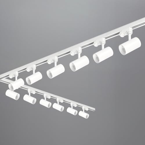 3-Phasen-Schienenset NEXTRACK - Schienensystem Komplett-Set mit 12x GU10 Lampe und 2x1m+2m Schiene, Verbinder I+L (Weiß, 2x1m+2m Schiene + Verbinder I&L) von ekobi