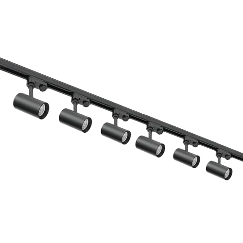 3-Phasen-Schienenset NEXTRACK - Schienensystem Komplett-Set mit 6x GU10 Lampe und 1m Schiene, 2m Schiene, gerader Verbinder, Netzteil, Kappe (Schwarz, Schiene 1+2 Meter gerader Stecker) von ekobi