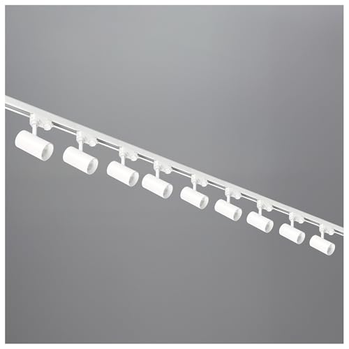 3-Phasen-Schienenset NEXTRACK - Schienensystem Komplett-Set mit 9x GU10 Lampe und 1m Schiene, 2m Schiene, gerader Verbinder, Netzteil, Kappe (Weiß, 1m+2m Schiene + Verbinder I) von ekobi