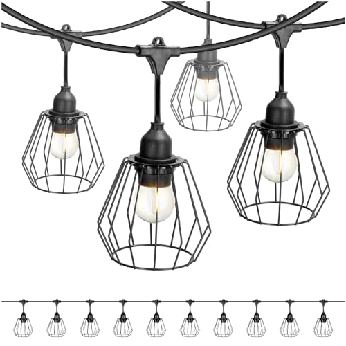 Crete Set Gartengirlande 2x5m + Kabel 10m + 10x Lampenschirm Girlande Set ohne Glühbirnen lichterketten für außen & innen (Girlande 2x5m + Kabel 10m + 10x Lampenschirm D1) von ekobi