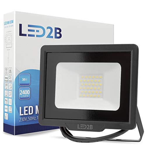 Kobi LED-2B MH Außen Strahler Flutlicht 30W | Scheinwerfer, Wasserdicht Fluter | Kaltweiß, Superhell 2400lm | 230V | Energiesparende Lichtquelle | Außenanwendungen | LED-Leuchte von ekobi