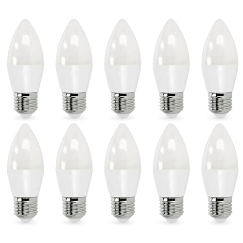 Satz mit 10 Glühbirnen LED-Kerzenbirne SW 8,5W E27 180 Grad Kerzenlampe, Glühbirne Kerze 806lm (Kaltweiß 6500K) von ekobi