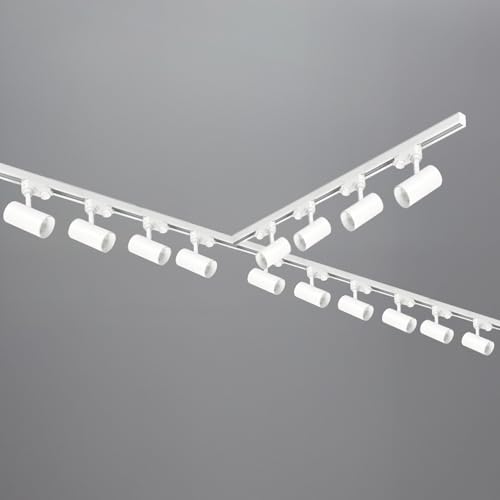 ekobi 3-Phasen-Schienen-Set NEXTRACK - Schienensystem Komplett-Set 1m+2m+2m, 14x LED GU10, T-Verbinder Netzteil, Kappe (Weiß) von ekobi