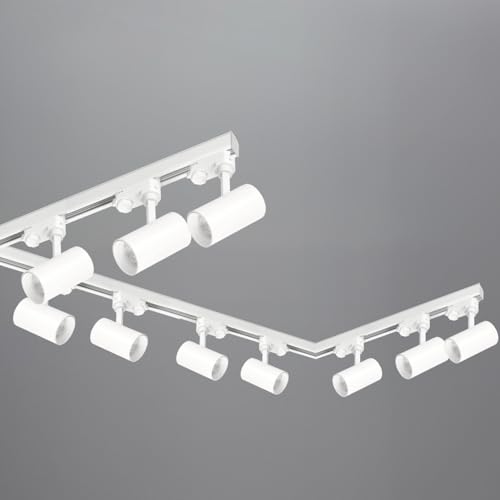 ekobi 3-Phasen-Schienen-Set NEXTRACK - Schienensystem Komplett-Set mit 10x GU10 Lampe (Weiß, 2x1m+2m Schiene + Verbinder L) von ekobi