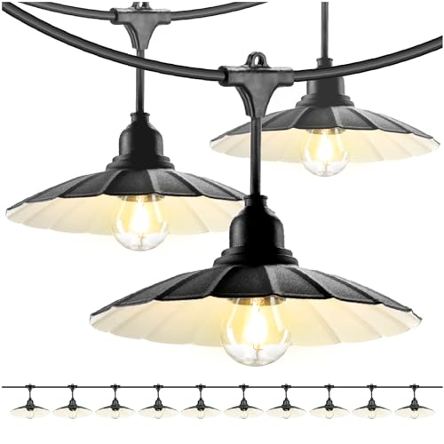 ekobi Crete Set Gartengirlande 2x5m + Kabel 5m + 10x Lampenschirm Girlande für den Innen- und Außeneinsatz Set mit Glühbirnen (Girlande 2x5m + Kabel 10m + 10x Lampenschirm M1 + 10x Glühbirne) von ekobi