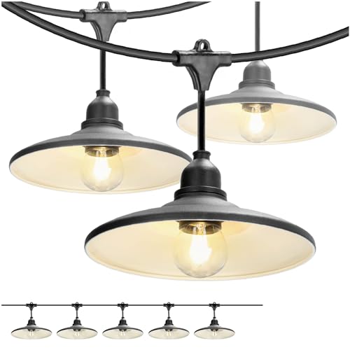 ekobi Crete Set Gartengirlande 5m + Kabel 5m + 5X Lampenschirm Girlande Set mit Glühbirnen lichterketten für außen & innen (Girlande 5m + Kabel 5m + 5x Lampenschirm M2 + 5x Glühbirne) von ekobi