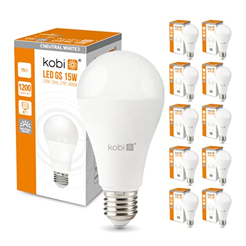 ekobi LED Birne E27 15W 4000K, 1200Lm Neutralweiss Glühbirne LED Lampen, Energiesparlampe, Energiesparende, Leuchtmittel, Birnen Set 270 Grad Abstrahlwinkel, Nicht Dimmbar 10-er Pack von ekobi