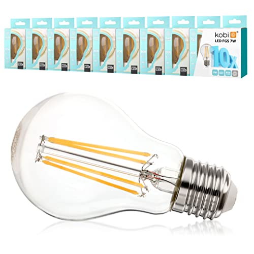 ekobi KOBI E27 LED Glühbirne 7W (Ersetzt 60W) 4000K 806Lm Abstrahlwinkel 360 Vintage Industrial Edison Energiesparende LED Lampe Energiesparlampe, Glühbirnen Set (10, Neutralweiß) von ekobi