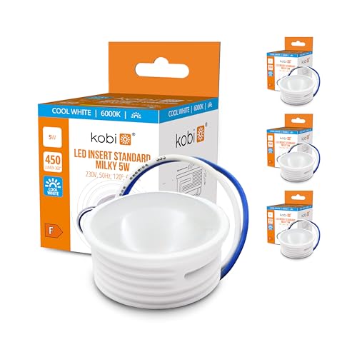 ekobi LED Insert Modul flach 450lm 230V 5W für Einbaustrahler MR16 Ersatz Ø 50mm Einbauleuchten Rahmen Leuchtmittel Abstrahlung für Standard Einbaustrahler 24mm (Kaltweiß 6000K, 3 Stück) von ekobi