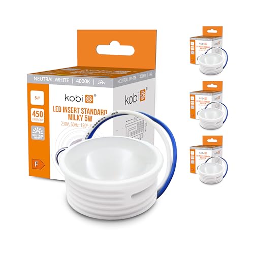 ekobi LED Insert Modul flach 450lm 230V 5W für Einbaustrahler MR16 Ersatz Ø 50mm Einbauleuchten Rahmen Leuchtmittel Abstrahlung für Standard Einbaustrahler 24mm (Neutralweiß 4000K, 3 Stück) von ekobi