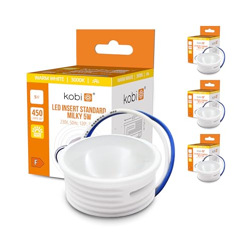 ekobi LED Insert Modul flach 450lm 230V 5W für Einbaustrahler MR16 Ersatz Ø 50mm Einbauleuchten Rahmen Leuchtmittel Abstrahlung für Standard Einbaustrahler 24mm (Warmweiß 3000K, 3 Stück) von ekobi