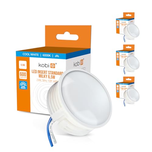 ekobi LED Insert Modul flach 600lm 230V 6,5W für Einbaustrahler MR16 Ersatz Ø 50mm Einbauleuchten Rahmen Leuchtmittel Abstrahlung für Standard Einbaustrahler 24m (3, Kaltweiß 6000K) von ekobi