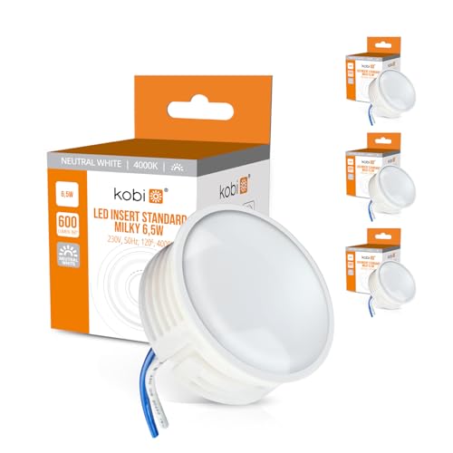 ekobi LED Insert Modul flach 600lm 230V 6,5W für Einbaustrahler MR16 Ersatz Ø 50mm Einbauleuchten Rahmen Leuchtmittel Abstrahlung für Standard Einbaustrahler 24m (3, Neutralweiß 4000K) von ekobi