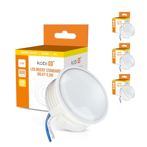 ekobi LED Insert Modul flach 600lm 230V 6,5W für Einbaustrahler MR16 Ersatz Ø 50mm Einbauleuchten Rahmen Leuchtmittel Abstrahlung für Standard Einbaustrahler 24m (3, Warmweiß 3000K) von ekobi