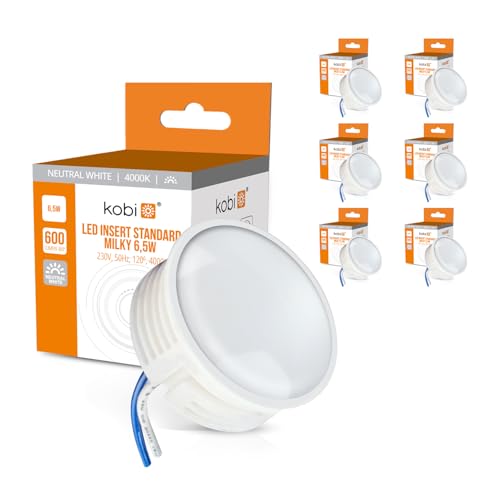ekobi LED Insert Modul flach 600lm 230V 6,5W für Einbaustrahler MR16 Ersatz Ø 50mm Einbauleuchten Rahmen Leuchtmittel Abstrahlung für Standard Einbaustrahler 24m (6, Neutralweiß 4000K) von ekobi