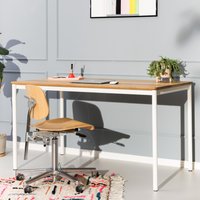 Schreibtisch Mira Weiß Eiche - Schlichter Metallrahmen Mit Maßgefertigter Tischplatte Schreibtisch Mira Weiß Eiche - Schlichter Metallrahmen Mit Maßgefertigter Tischplatte von ekomia