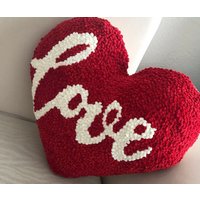 Rot Weiß Farbe Liebe Bestickt Punch Mini Kissen, Valentinstag Kissen Geschenk, Schriftzug Kissen-Liebe Ist Kissen-Herz von ekoovintage