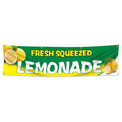 2 x 2,4 m Limonade Polyester Schild Banner Fresh Squeezed Limonade Ständer Supplies Zitrone Flagge für Werbebanner von eksent