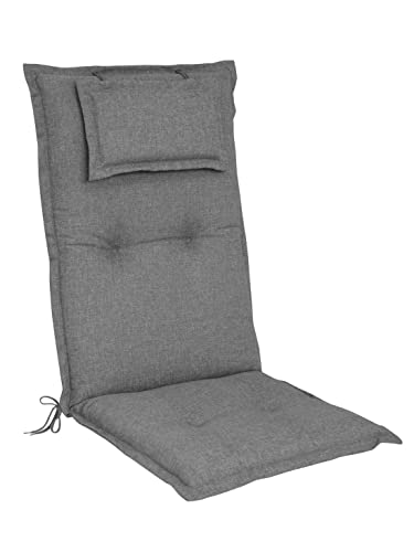 elGiga Hochlehner-Auflage 1-Stück Classic Grau 120 x 50 x 8 cm für Gartenstuhl, mit Kopfpolster, hochwertig, waschbar und pflegeleicht von elGiga Der Megastore im Internet!