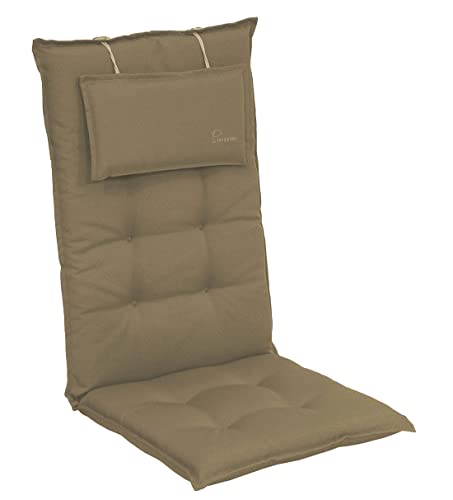 elGiga Sun Garden Hochlehner-Auflage 1-Stück Inco Champagner 120 x 50 x 7 cm für Gartenstuhl, mit Kopfpolster, hochwertig, waschbar und pflegeleicht von elGiga Der Megastore im Internet!