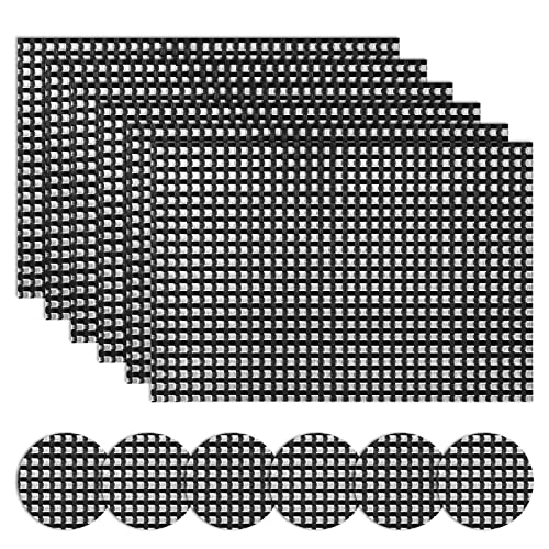 Elagel Tischsets Abwaschbar,Platzsets Abwaschbar 6er Set Mit Untersetzer,Verdickt, Imitation handgewebt,rutschfest Platzdeckchen,PVC Platzsets Abgrifffeste Hitzebeständig(Schwarz,45cmx30cm) von elagel