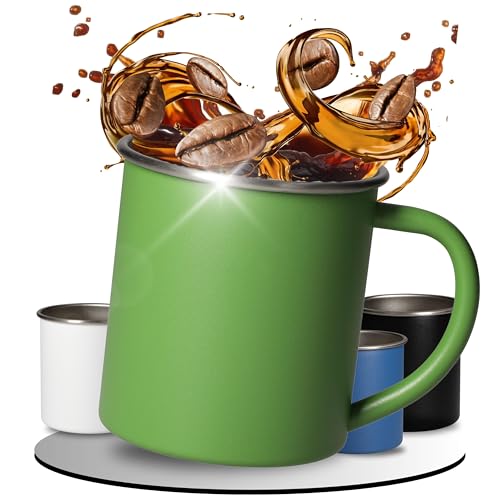 Edelstahlbecher 'Adventura' - 340 ml Fassungsvermögen - Robuster Camping Trinkbecher - Bruchsichere Tasse mit abgerundeten Trinkrand - Becher für Outdoor & Indoor Aktivitäten, Farbe:grün von elasto PROMOTION FOR LIFE