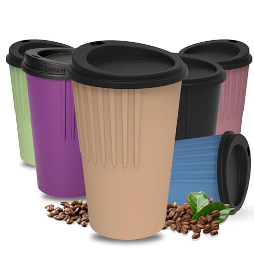 Kaffeebecher to go 300 ml - Becher mit Deckel & Riffel-Optik als Hitzeschutz - Trinkbecher BPA-frei - Made in Germany Travel Mug perfekt fürs Büro, Auto & Uni, Farbe:beständiges braun/schwarz von elasto PROMOTION FOR LIFE