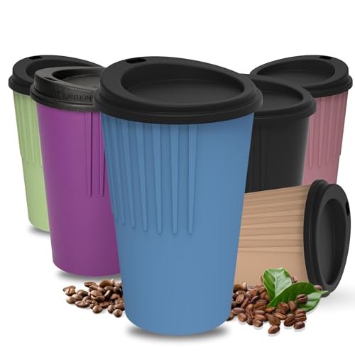 Personalisierter Kaffeebecher to go 300 ml - Becher mit Deckel & Riffel-Optik als Hitzeschutz - Trinkbecher BPA-frei - Made in Germany Travel Mug fürs Büro, Auto & Uni, Farbe:behagliches blau/schwarz von elasto PROMOTION FOR LIFE