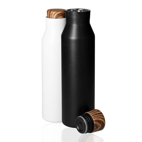 Premium Vakuumflasche Malmö - Trinkflasche mit 0,6 Liter Fassungsvermögen - Hochwertige Isolierflasche mit stilvollen Edelstahl-Design, Farbe:schwarz von elasto PROMOTION FOR LIFE