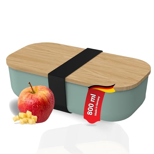 elasto PROMOTION FOR LIFE Bio-Vorratsdose 'Beech' Brotdose mit Bambusdeckel -Lunchbox To Go - Langlebiger Bio-Kunststoff, Farbe:minze/natur von elasto PROMOTION FOR LIFE