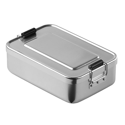 elasto Brotbox Brotbüchse Lunchbox „Aluminium“ Vesperdose Pausenbox BPA-Frei Vorratsdose Brotdose aus Metall 18 x 12 x 5cm (Silber) von elasto