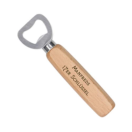 elasto – Holz Flaschenöffner personalisiert mit Gravur – Bieröffner mit Holzgriff – Kapselheber mit Name – Bierflaschenöffner als perfekte Geschenkidee für Papa, Mann, Freund & Opa (138 x 38 x 18 mm) von Uakeii