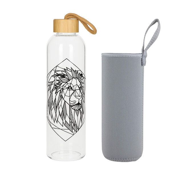 elasto Glasflasche 1 Liter Bamboo Trinkflasche Borosilikatglas mit Neoprentasche von elasto