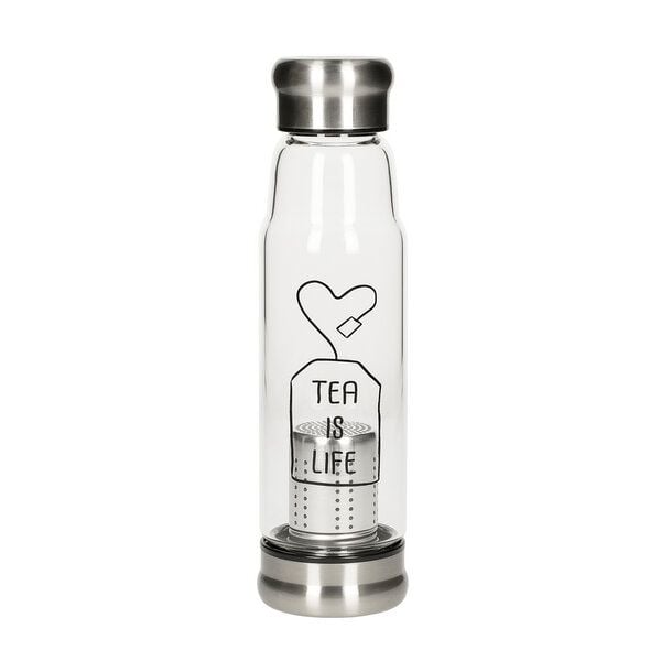 elasto Glasflasche mit Teeeinsatz - Neoprenhülle und Motiv 0,5 l von elasto