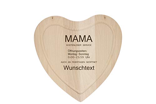 elasto Personalisiertes Schneidebrett mit Gravur für Mama Holzbrett mit Namen Geschenkidee für Mutter 28 x 28 x 1cm Muttertag (Öffnungszeiten...) von elasto