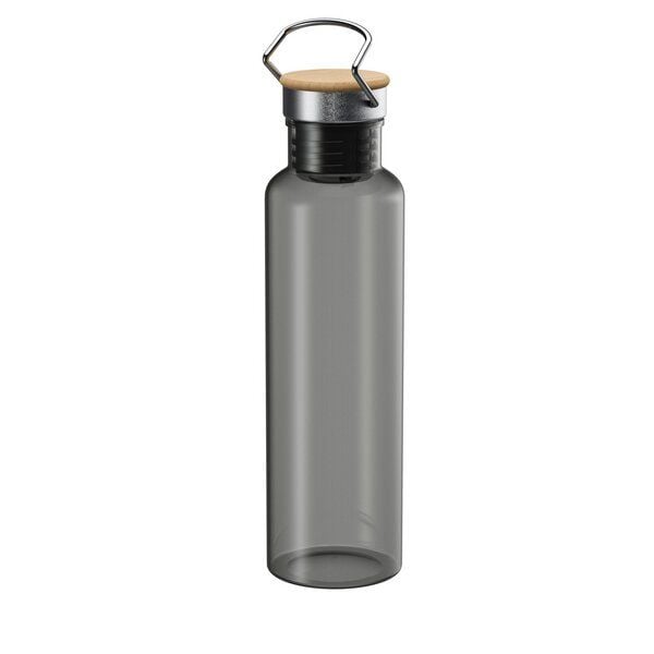 elasto Tritan Trinkflasche "Cascada" Grau - Leichte Flasche mit Bambusdeckel von elasto