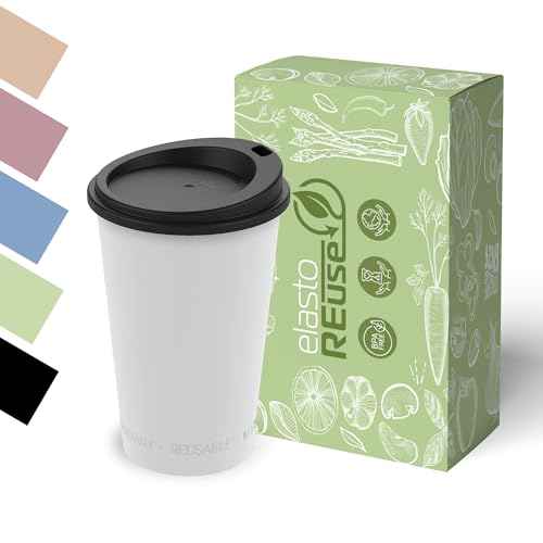 ElastoREuse – Wiederverwendbarer Kaffeebecher 250ml für Heißgetränke – Mehrweg Coffee to Go Becher Nachhaltig & Spülmaschinenfest – Kleiner Kunststoff Mehrwegbecher (Weiß) von elastoREuse