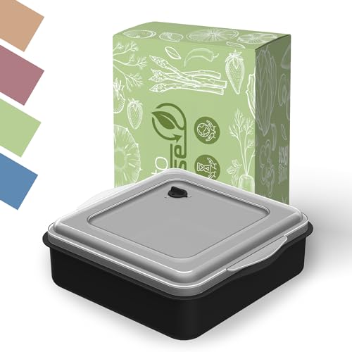 REuse Menübox take away Verpackung - Essensbehälter to go Lunchbox für Lebensmittel und Frischhaltebox nachhaltige Mehrweg Dose 2,l spülmaschinen- und mikrowellen geeignet (schlichtes schwarz) von elastoREuse