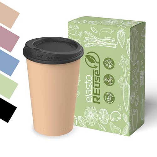 elastoREuse - Kaffeebecher to go 250ml wiederverwendbar für Heißgetränke - Mehrweg Coffee to go Becher nachhaltig & spülmaschinenfest - Kleiner Kunststoff Mehrwegbecher (Braun) von elastoREuse